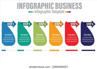 infographics number options template with steps, with 6 Steps, Six 6 option 6 label. Can be used for workflow layout, diagram, business step options, banner, web design.