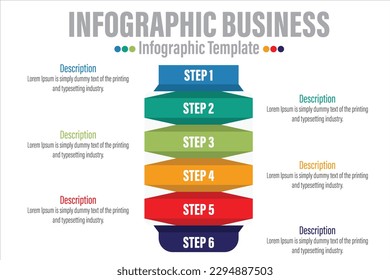 infographics number options template with steps, with 6 Steps, Six 6 option 6 label. Can be used for workflow layout, diagram, business step options, banner, web design.