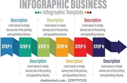  infographics number options template with steps, with 6 Steps, Six 6 option 6 label. Can be used for workflow layout, diagram, business step options, banner, web design.