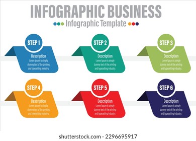 infographics number options template with steps, with 6 Steps, Six 6 option 6 label. Can be used for workflow layout, diagram, business step options, banner, web design.