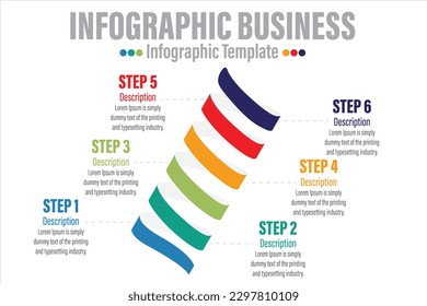 infographics number options template with steps, with 6 Steps, Six 6 option 6 label. Can be used for workflow layout, diagram, business step options, banner, web design.