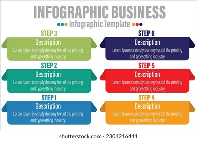 infographics number options template with steps, with 6 Steps, Six 6 option 6 label. Can be used for workflow layout, diagram, business step options, banner, web design.	
