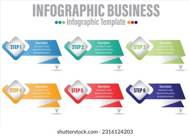 Infographics number options template with steps, with 6 Steps, Six 6 option 6 label. Can be used for workflow layout, diagram, business step options, banner, web design