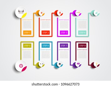 Infographics number template timeline with 3D and icon with 8 step,Business concept, Blank space for content, business, infographic, diagram, process ,template, timeline, cover, element, option, info