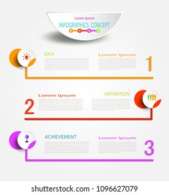 Infographics number template timeline with 3D and icon with 3 step,Business concept, Blank space for content, business, infographic, diagram, process ,template, timeline, cover, element, option, info