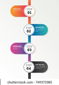 Infographics number timeline template. Made in glossy colors.