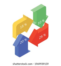 Infographics on arrows, modern infographic chart 