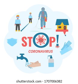 Infographics on prevention, precautions and protection against coronavirus. Set of isolated vector illustrations in a flat style.

