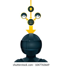 Infographics on a white background.Technologies of the future. The helmet of virtual reality.