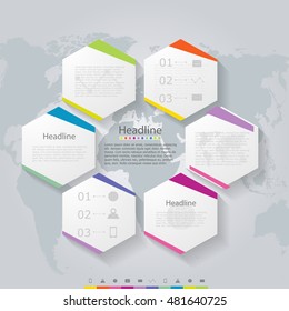 infographics on world map background