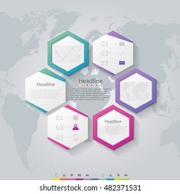 infographics on world map background