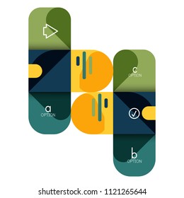 Infographics option and step by step in rounded squares, element of chart, graph, diagram with options, parts, processes. Vector business template for presentation or web info banner
