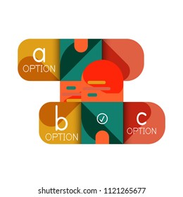 Infographics option and step by step in rounded squares, element of chart, graph, diagram with options, parts, processes. Vector business template for presentation or web info banner