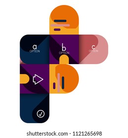 Infographics option and step by step in rounded squares, element of chart, graph, diagram with options, parts, processes. Vector business template for presentation or web info banner