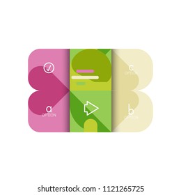 Opción de infografía y paso a paso en cuadrados redondeados, elemento de gráfico, gráfico, diagrama con opciones, partes, procesos. Plantilla de negocio de vectores para banner de presentación o información web