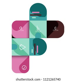 Infographics option and step by step in rounded squares, element of chart, graph, diagram with options, parts, processes. Vector business template for presentation or web info banner