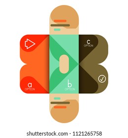 Infographics option and step by step in rounded squares, element of chart, graph, diagram with options, parts, processes. Vector business template for presentation or web info banner