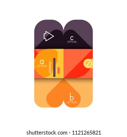 Opción de infografía y paso a paso en cuadrados redondeados, elemento de gráfico, gráfico, diagrama con opciones, partes, procesos. Plantilla de negocio de vectores para banner de presentación o información web