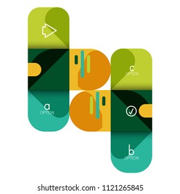 Infographics option and step by step in rounded squares, element of chart, graph, diagram with options, parts, processes. Vector business template for presentation or web info banner