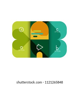 Infographics option and step by step in rounded squares, element of chart, graph, diagram with options, parts, processes. Vector business template for presentation or web info banner