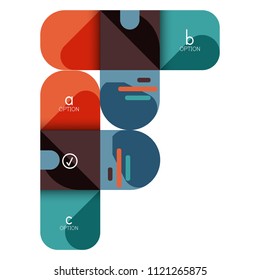 Infographics option and step by step in rounded squares, element of chart, graph, diagram with options, parts, processes. Vector business template for presentation or web info banner