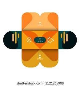 Infographics option and step by step in rounded squares, element of chart, graph, diagram with options, parts, processes. Vector business template for presentation or web info banner
