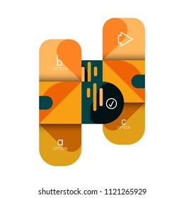 Infographics option and step by step in rounded squares, element of chart, graph, diagram with options, parts, processes. Vector business template for presentation or web info banner