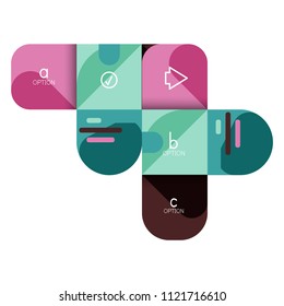 Infographics option and step by step in rounded squares, element of chart, graph, diagram with options, parts, processes. Vector business template for presentation or web info banner