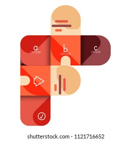 Infographics option and step by step in rounded squares, element of chart, graph, diagram with options, parts, processes. Vector business template for presentation or web info banner