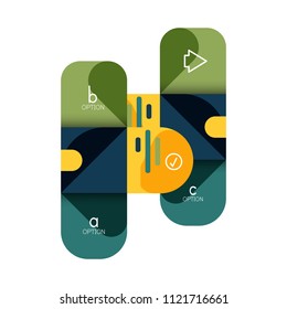 Infographics option and step by step in rounded squares, element of chart, graph, diagram with options, parts, processes. Vector business template for presentation or web info banner