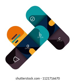 Infographics option and step by step in rounded squares, element of chart, graph, diagram with options, parts, processes. Vector business template for presentation or web info banner