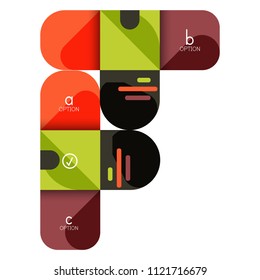 Infographics option and step by step in rounded squares, element of chart, graph, diagram with options, parts, processes. Vector business template for presentation or web info banner