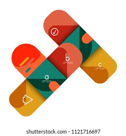 Infographics option and step by step in rounded squares, element of chart, graph, diagram with options, parts, processes. Vector business template for presentation or web info banner