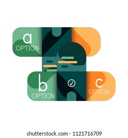 Infographics option and step by step in rounded squares, element of chart, graph, diagram with options, parts, processes. Vector business template for presentation or web info banner
