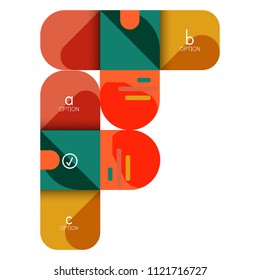 Infographics option and step by step in rounded squares, element of chart, graph, diagram with options, parts, processes. Vector business template for presentation or web info banner