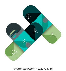 Opción de infografía y paso a paso en cuadrados redondeados, elemento de gráfico, gráfico, diagrama con opciones, partes, procesos. Plantilla de negocio de vectores para banner de presentación o información web