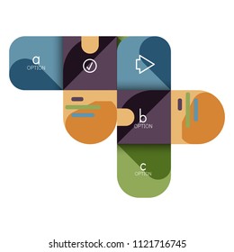 Infographics option and step by step in rounded squares, element of chart, graph, diagram with options, parts, processes. Vector business template for presentation or web info banner