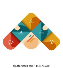 Infographics option and step by step in rounded squares, element of chart, graph, diagram with options, parts, processes. Vector business template for presentation or web info banner