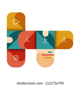Infographics option and step by step in rounded squares, element of chart, graph, diagram with options, parts, processes. Vector business template for presentation or web info banner