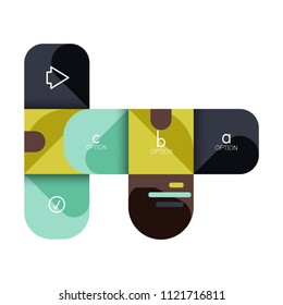 Infographics option and step by step in rounded squares, element of chart, graph, diagram with options, parts, processes. Vector business template for presentation or web info banner