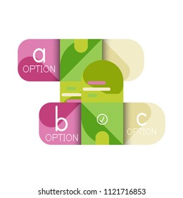 Infographics option and step by step in rounded squares, element of chart, graph, diagram with options, parts, processes. Vector business template for presentation or web info banner