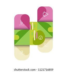 Opción de infografía y paso a paso en cuadrados redondeados, elemento de gráfico, gráfico, diagrama con opciones, partes, procesos. Plantilla de negocio de vectores para banner de presentación o información web