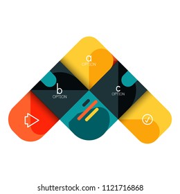 Infographics option and step by step in rounded squares, element of chart, graph, diagram with options, parts, processes. Vector business template for presentation or web info banner