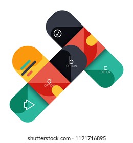 Infographics option and step by step in rounded squares, element of chart, graph, diagram with options, parts, processes. Vector business template for presentation or web info banner