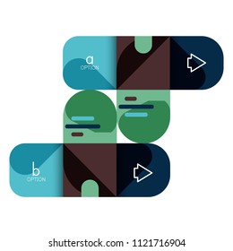 Infographics option and step by step in rounded squares, element of chart, graph, diagram with options, parts, processes. Vector business template for presentation or web info banner