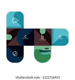 Infographics option and step by step in rounded squares, element of chart, graph, diagram with options, parts, processes. Vector business template for presentation or web info banner