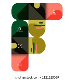 Infographics option and step by step in rounded squares, element of chart, graph, diagram with options, parts, processes. Vector business template for presentation or web info banner