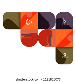 Opción de infografía y paso a paso en cuadrados redondeados, elemento de gráfico, gráfico, diagrama con opciones, partes, procesos. Plantilla de negocio de vectores para banner de presentación o información web
