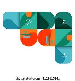 Infographics option and step by step in rounded squares, element of chart, graph, diagram with options, parts, processes. Vector business template for presentation or web info banner