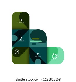 Infographics option and step by step in rounded squares, element of chart, graph, diagram with options, parts, processes. Vector business template for presentation or web info banner